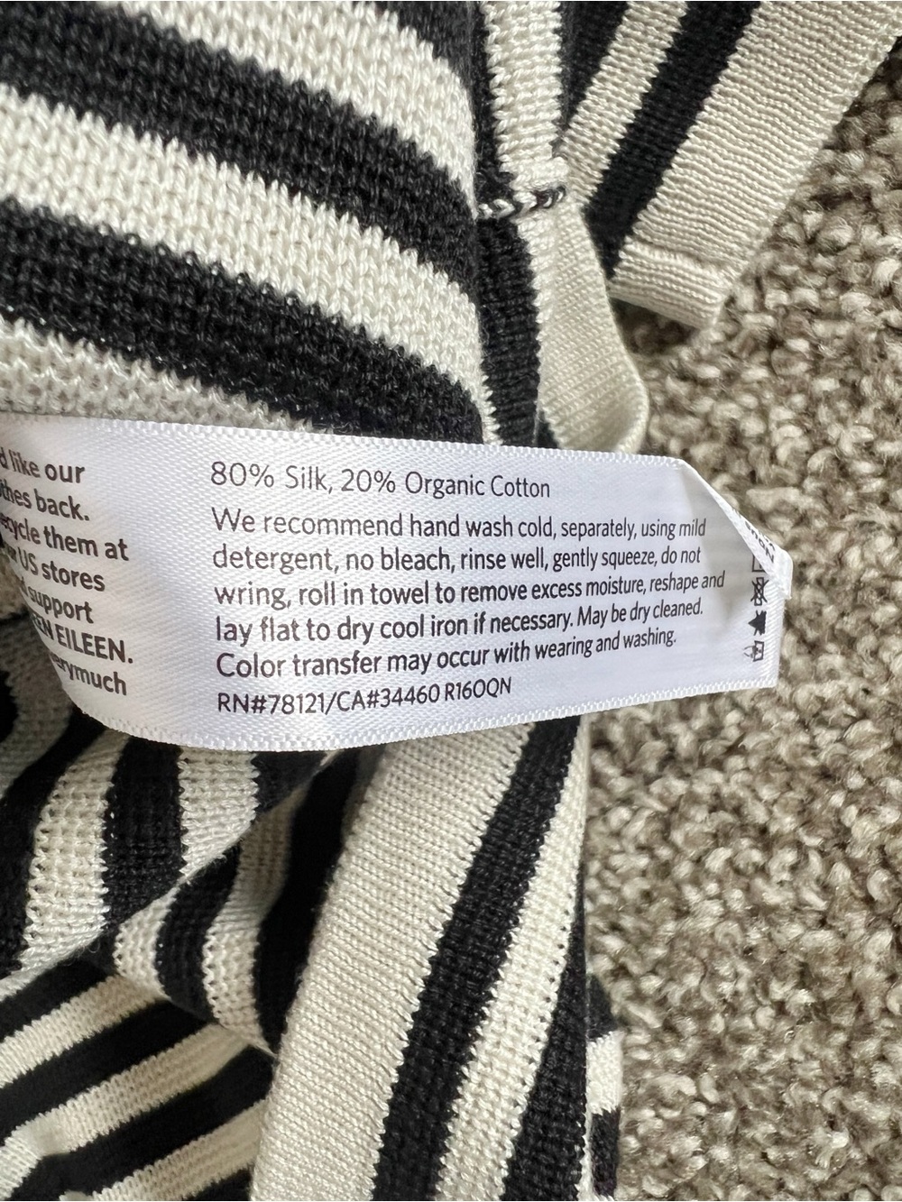 Eileen Fisher Silk Blend Striped Top XS - Picture 4 of 4